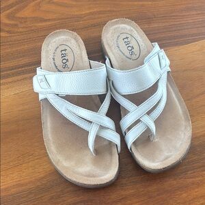 Taos White Leather Sandals
